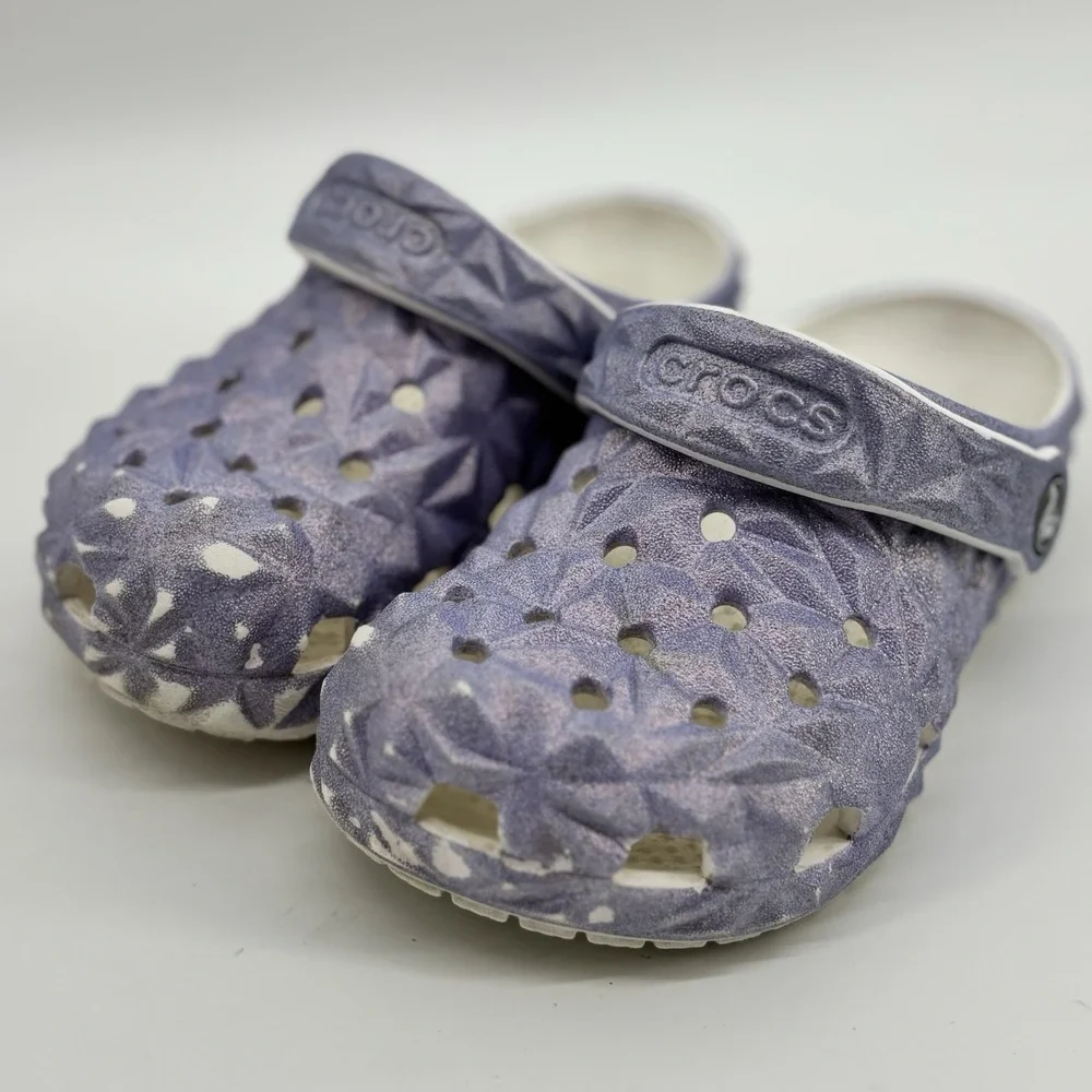 Crocs Classic Iridescent GEO Clog Purple Child Kid‎ C11 Comfort Slide WaterShoe